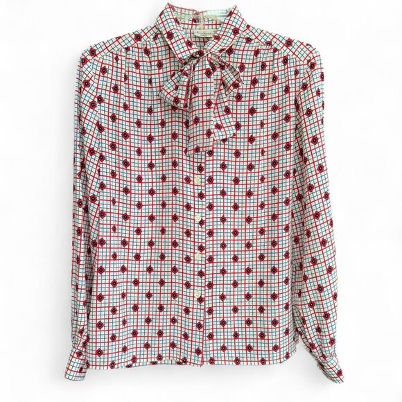 Vtg 70s/80s James Kenrob by Dalton red and blue button up shirt size 6 fits S/M - Picture 1 of 8